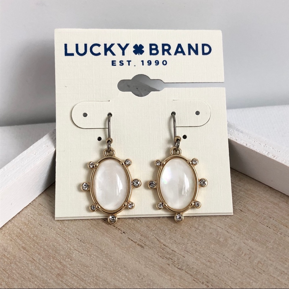 Lucky Brand White Stone Drop Earrings - new